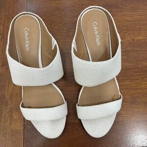 Calvin Klein CecilyWomen's Shoes Heels Size 8 Leather Metalic Party